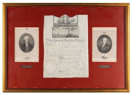 Lot #3 James Madison and James Monroe Document Signed as President and Secretary of State - Image 1