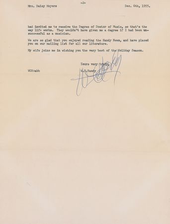 Lot #560 W. C. Handy Typed Letter Signed - Image 2