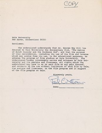 Lot #673 Paul Newman: Granting rights to 