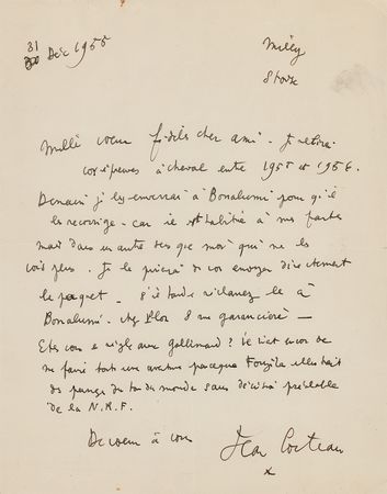 Lot #451 Jean Cocteau Autograph Letter Signed - Image 1