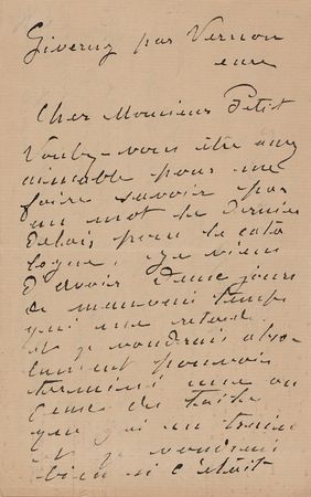 Lot #402 Claude Monet Autograph Letter Signed - Image 1