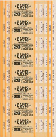Lot #573 Elvis Presley Sheet of Unperforated 1977 Concert Tickets - Image 1