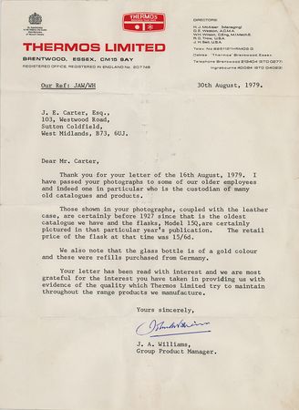 Lot #135 Howard Carter's Personally-Owned Thermos Set - Image 4