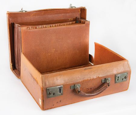Lot #140 Howard Carter: The Tut discoverer's personal briefcase with interesting monogram: 