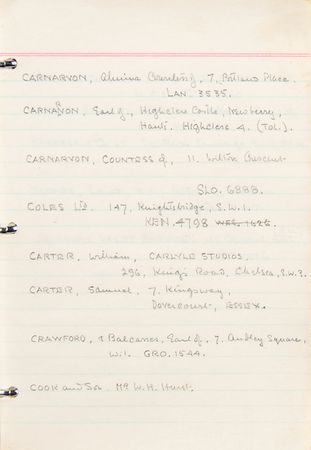Lot #139 Howard Carter's Handwritten Address Book - Image 1