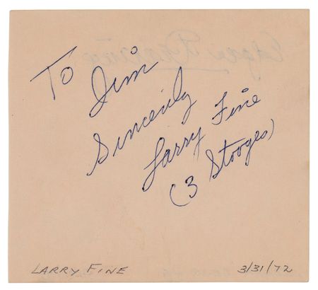 Lot #703 Three Stooges: Larry Fine Signature