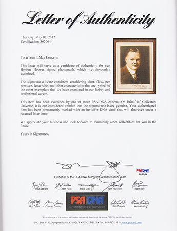 Lot #57 Herbert Hoover Signed Photograph - Image 4