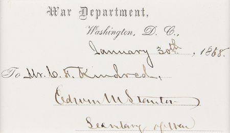 Lot #276 Edwin M. Stanton Signature - Image 2