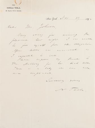 Lot #112 Nikola Tesla Autograph Letter Signed - Image 1