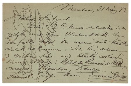 Lot #498 Edvard Grieg Autograph Letter Signed - Image 1