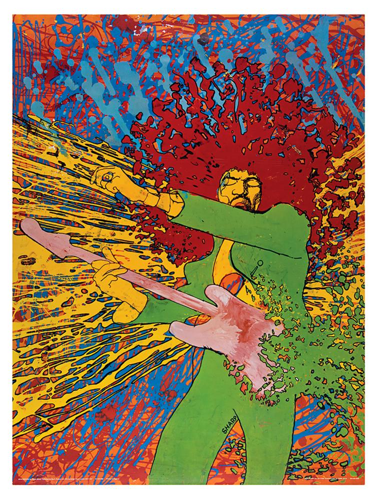 Jimi Hendrix 1960s 'Explosion' Poster by Martin Sharp | RR