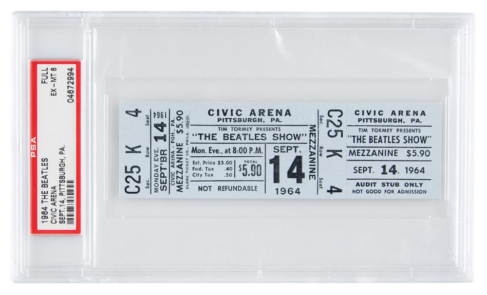 Beatles Unused 1964 Pittsburgh Concert Ticket - PSA EX-MT 6 | RR