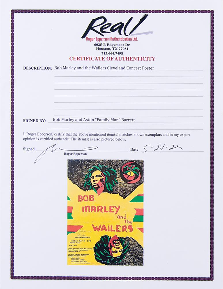 Bob Marley and the Wailers Signed 1979 Cleveland Concert Poster | RR