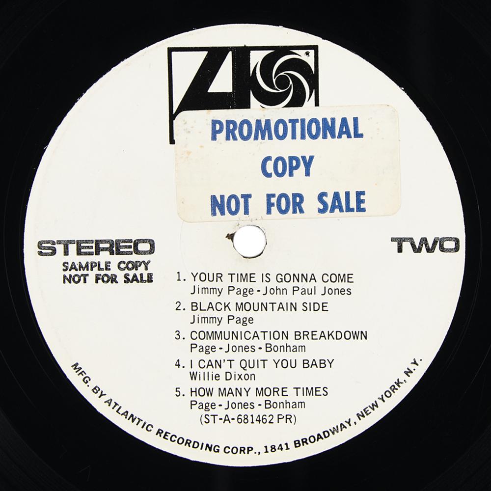 Led Zeppelin U.S. Promotional First Pressing Album (Atlantic