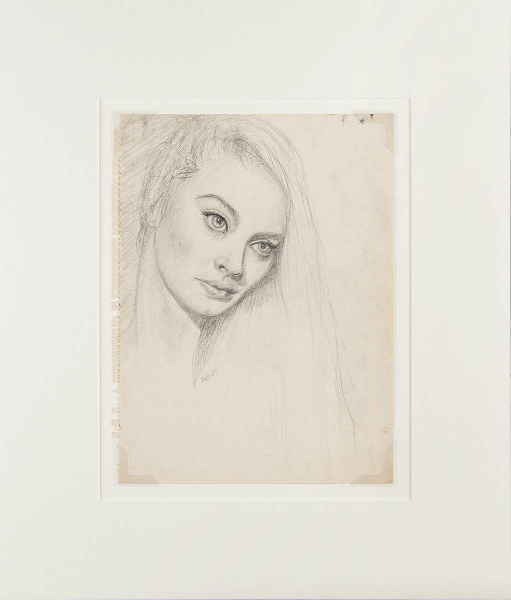 Lot #8033 Edie Sedgwick Original Female Portrait Sketch (1965) - Image 1
