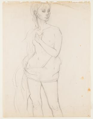 Lot #8034 Edie Sedgwick Original Self Portrait Model Sketch (circa 1965) - Image 2