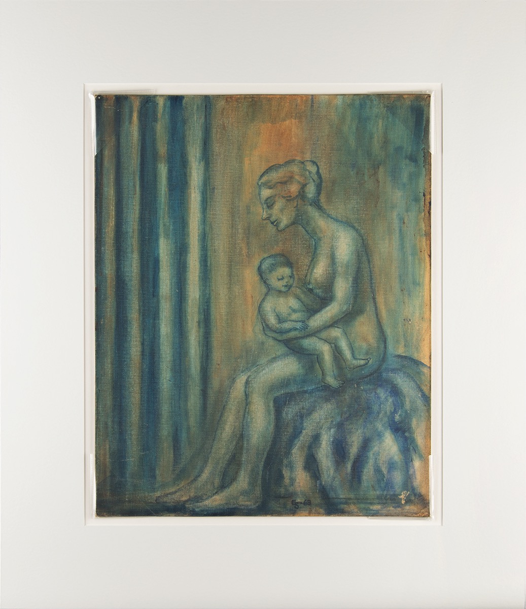 Lot #8032 Edie Sedgwick Original Mother and Child Artwork (1963) - Image 1