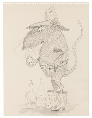 Lot #8027 Edie Sedgwick Original Cartoon Rat Sketch - Image 2