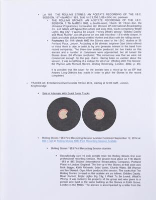 Lot #8122 Rolling Stones 1963 IBC Studios Acetate - First Professional Recording Session - Image 12