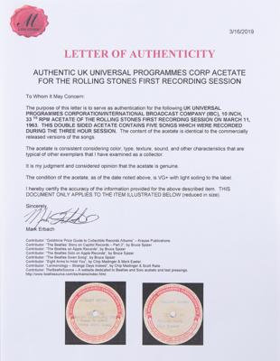 Lot #8122 Rolling Stones 1963 IBC Studios Acetate - First Professional Recording Session - Image 8