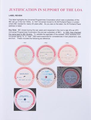 Lot #8122 Rolling Stones 1963 IBC Studios Acetate - First Professional Recording Session - Image 9