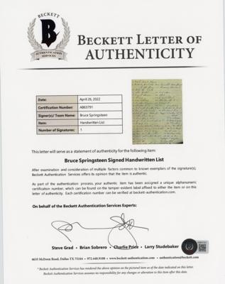 Lot #8272 Bruce Springsteen Handwritten Song List - Image 3