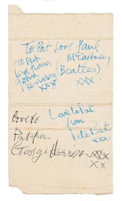 Lot #8051 Beatles with Pete Best Signatures (1962)