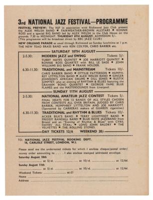 Lot #8126 Rolling Stones 1963 Handbill for the 3rd National Jazz Festival - Image 1