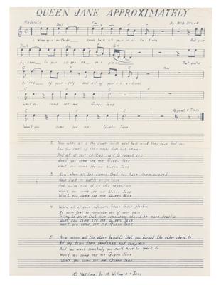 Lot #8013 Bob Dylan Single Record Acetate for 'Queen Jane Approximately' - Image 3