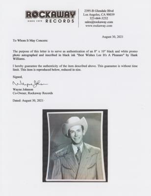 Lot #8219 Hank Williams Signed Photograph - Image 2