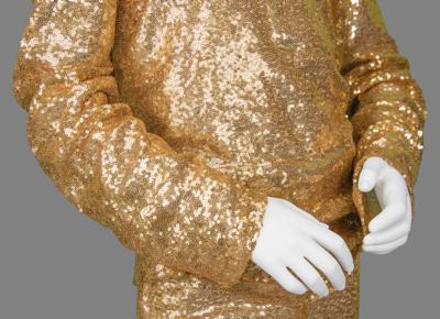 Lot #8423 Prince's Stage-Worn Gold Sequin Two-Piece Suit - Image 4
