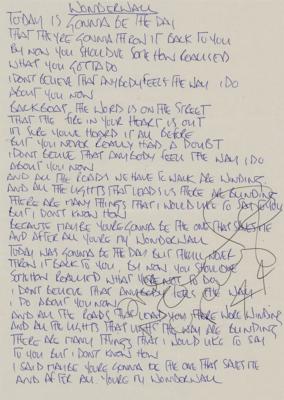 Lot #8441 Oasis: Noel Gallagher Handwritten and