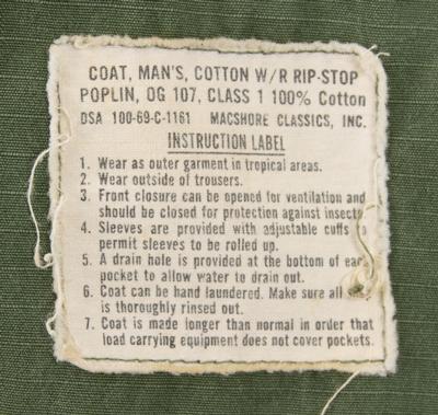 Lot #8259 Boston: Sib Hashian Vietnam-Era Field Coat - Image 3