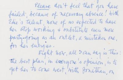 Lot #8039 Edie Sedgwick: Alice Sedgwick and Lily Saarinen (9) Handwritten Letters with Original Photograph of Edie - Image 7