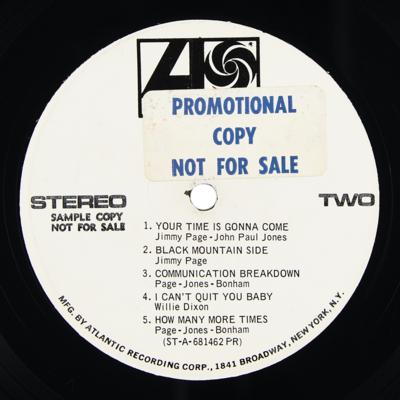 Lot #8470 Led Zeppelin U.S. Promotional First Pressing Album (Atlantic, SD 8216, Stereo) - Image 10