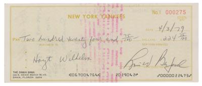 Lot #2008 Hoyt Wilhelm Signed Payroll Check - Image 2