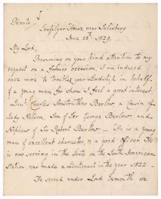 Lot #1256 Horatio Nelson: William Nelson, 1st Earl Nelson Autograph Letter Signed - Image 1