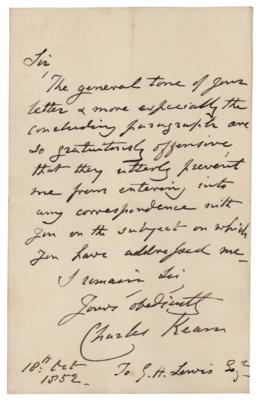 Lot #1733 Charles Kean (2) Autograph Letters Signed - Image 1