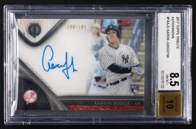 Lot #1893 2017 Topps Tribute Aaron Judge Autograph (99/199) BGS NM-MT+ 8.5/10 Baseball Card - Image 1