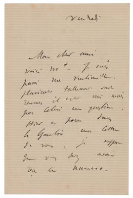 Lot #1308 Gustave Caillebotte Autograph Letter Signed - Image 1