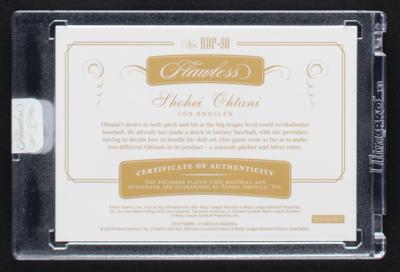 Lot #1794 2018 Panini Flawless Sapphire Shohei Ohtani Autograph/Dual Patch (11/15) - Image 2