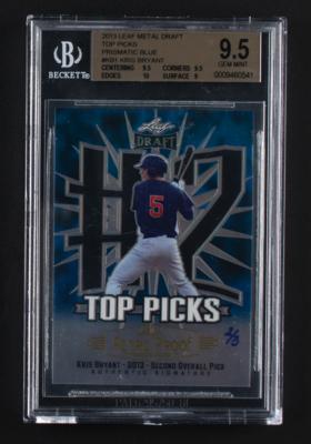 Lot #1858 2013 Leaf Metal Draft Top Picks Prismatic Blue Kris Bryant (2/3) BGS GEM MINT 9.5 - Image 1