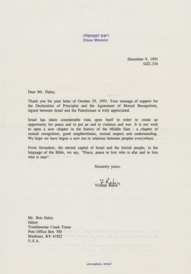 Lot #1207 Yitzhak Rabin: Superb letter from Rabin