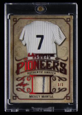 Lot #1903 2019 Leaf Ultimate Sports Pioneers Mickey Mantle Game-Used Relic (3/3) Baseball Card - Image 1