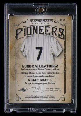 Lot #1903 2019 Leaf Ultimate Sports Pioneers Mickey Mantle Game-Used Relic (3/3) Baseball Card - Image 2