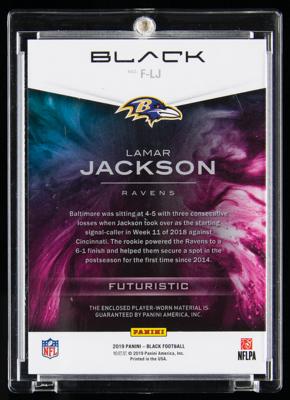 Lot #1904 2019 Panini Black Futuristic Lamar Jackson Player-Worn Patch (3/25) - Image 2