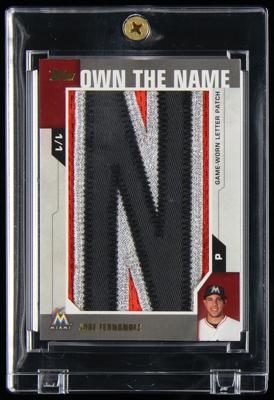 Lot #1863 2014 Topps Update Own the Name Jose Fernandez Game-Used Letter Patch (