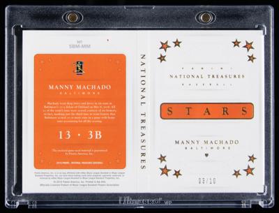 Lot #1869 2016 National Treasures Manny Machado Jumbo Game-Used Patch Booklet (3/10) - Image 2