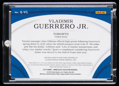 Lot #1896 2018 Immaculate Collection Vladimir Guerrero Jr. Player-Used Jumbo Swatch (21/99) - Image 2