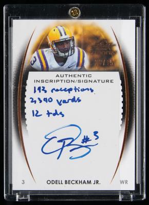 Lot #1861 2014 Leaf Trinity Odell Beckham Jr. Autograph/Inscription (26/35) - Image 1